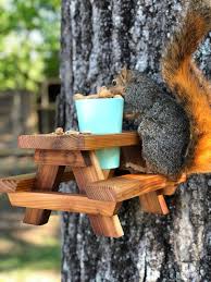 Squirrel Picnic Table Squirrel Feeder Outdoor Feeder Etsy In 2020 Squirrel Feeder Squirrel Picnic Table