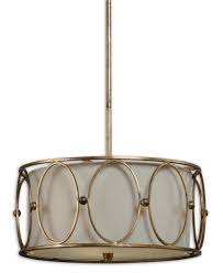 Uttermost Ovala 3 Light Drum Pendant Light In Gold