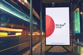 Free concrete wall round billboard mockup. Free Bus Stop Billboard Mockup Mockup World Hq