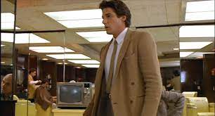 White shirt, purple tie and black man suit jacket. American Gigolo Camel Double Breasted Jacket Bamf Style
