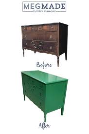 Check Out This Traditional Dresser We Did In Green We Love The Before And After Pics Green Painted Furniture Transitional Furniture Furniture Restoration