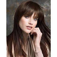 Use note:natural color can be dyed and blenched.tha bang can use hair curler,straightener;use warm water to wash it. Blonde Unicorn Long Straight Human Hair Wig With Bangs Dark Brown Hair Ninthavenue Europe