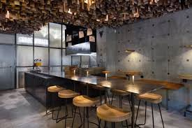Instead of boring, gray actually makes the kitchen more exciting. A Modern Burger Joint In Poltava Ukraine Burger Interior Design Modern Kitchen Bar Burger Restaurant
