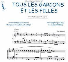 She had long hair and usually wore jeans with a leather jacket, while accompanying her songs. Sheet Music Tous Les Garcons Et Les Filles Francoise Hardy Piano Solo