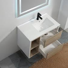 Hauteur 33 largeur 38,5 (38 po à l'arrière car fait sur mesure) profondeur 23 le lavabo mesure 20 x 17, on laisse le. Pack Meuble Scandinave Suspendu 80 Vasque Tiroirs Miroir Rue Du Bain