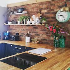 Grey sparkle laminate kitchen worktops gloss 38mm. Our Solid Oak Worktops Take Pride Of Place In This Rustic Kitchen Exposed Brick Natural Oak And Navy Blue Cabinets Combine To Create A Stunning Cooking Space