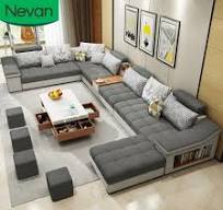 Sofá de esquina de tela de 7 plazas, muebles de sala de estar, moderno,  venta al por mayor, en forma de U, seccional, en Foshan