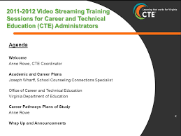 Video Streaming Training Sessions For Career And Technical Education Cte Administrators Training Session 4 Career Clusters And Academic And Ppt Download