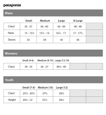 patagonia sizing chart amerasport