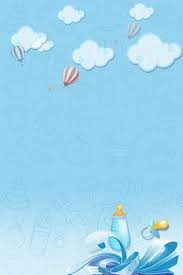 Blue Background Cartoon Background Cute Background Fresh Wind Background Baby Blue Background Mother Baby Balloon Background