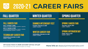 Engineering career fair (virtual) september 10 sponsored by the student engineers' council contact: Job Fairs Events Jobs Internships Career Center Depaul University Chicago