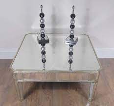 Burl walnut coffee table / glass insert / 48 x 32 x 20 high. Art Deco Mirrored Coffee Table Mirror Borghese Furniture Cocktail Tables Ebay