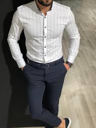 Black And White Striped Shirt Mens Outfit Capstone White Striped Shirt Men Fashion Casual Shirts Mens Casual Outfits Mens Clothing Styles