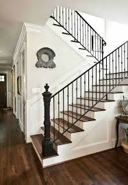 French White Living Room Cedar Hill Ranch Staircase Rod Iron Fence Post Used Home Decor Loves Traditional Staircase Staircase Makeover Farmhouse Stairs