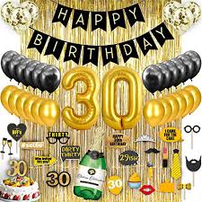 Best 30th birthday party games ideas: 30th Birthday Decorations Back Gold 30th Birthday Party Supplies Decorations Gold Foil Curtain Confetti Balloons Dirty Thirty 30th Birthday Gifts For Women And Men Photo Props Photo Booth Buy Online