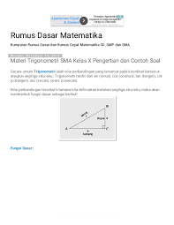 Semuanya disajikan lengkap dengan contoh soal beserta pembahasannya. Rumus Soal Materi Mtk Smp Sma Jawabanku Id