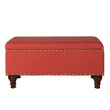 Our nailhead upholstered storage bench is seating and style in one perfect package. Fabric Upholstered Wooden Storage Bench With Nail Head Trim Large Orange And Brown On Sale Overstock 28408332