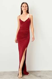 Trendyolmilla Bordo Buzgu Detayli Abiye Elbise Tprss19bb0354 Trendyol Elbise Moda Stilleri The Dress