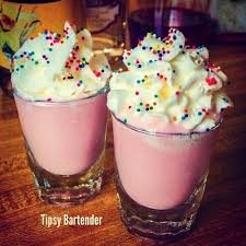 Birthday Cake Pudding Shots Tipsy Bartender Strawberry Cake Shots Made With Sweet Revenge Cake Shots Tipsy Bartender Delicious Drink Recipes