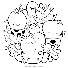 How To Draw Kawaii Succulents Kawaii Doodle Step By Step Course Cute Doodle Art Doodle Art Drawing Kawaii Doodles
