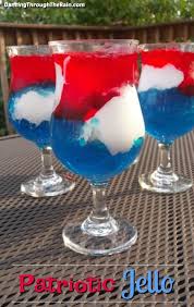 Ensure that the colored jello mixtures cool to room temperature before pouring over the previous set layer. Red White And Blue Jello Parfaits