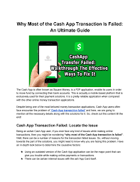 How to fix cash app transfer failed issues? Cash App Transfer Failed Efffective Ways To Fix It By Nick Gibbson Issuu