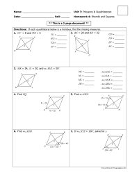 If two angles are complementary to the same angle, then these two angles are congruent. Name Date Unit 7 Polygons Quadrilaterals Chegg Com