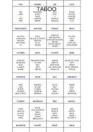 The game comes with 504 cards and each side has a word so 1008 words. 14 Taboo Cards Ideas Taboo Cards Taboo Taboo Game