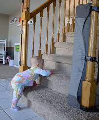 A Stylish New Way For Baby Proofing Stairs Savvy Sassy Moms Baby Proofing Stairs Diy Baby Gate Baby Proofing