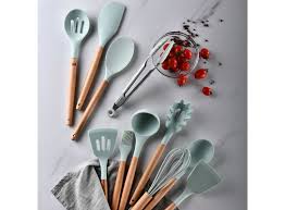 Delivery 7 days a week. 9 10 12pcs Silicone Cooking Utensils Set Non Stick Spatula Shovel Wooden Handle Cooking Tools Set With Storage Box Kitchen Tools Cooking Tool Sets