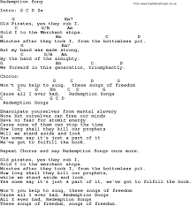 Redemption Song Lyrics And Chords Bob Marley Cover
