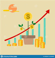 Business Grow Up A Gold Coin Tree With Chart Stock