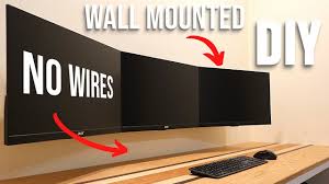 How To Wall Mount Triple Monitors Awesome Cable Management Diy Home Office Makeover Part 2 Youtube