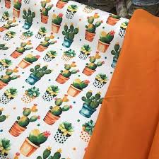 Renkli Saksili Kaktus Dijital Baski Kumas Isimli Urunumuzu Sitemizden Satin Alabilirsiniz En 140 Cm Metresi 25 Yanindaki Kombin Ise Turunc Kumas Minder Kirlent