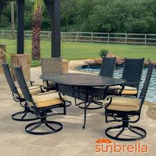 This set of 2 barstools is characterized by a durable metal frame, with. Carondelet 7 Piece Wicker Patio Dining Set W 84 Inch Oval Patio Dining Table Swivel Rockers Sunbrella Spectrum Sand Cushions By Lakeview Outdoor Designs Bbqguys