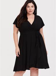 Black Crepe Wrap Dress Plus Size Black Dresses Plus Size Cocktail Dresses Simple Short Dresses