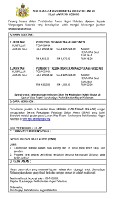Jawatan kosong suruhanjaya perkhidmatan pe… warganegara malaysia yang berminat bekerja di suruhanjaya perkhidmatan pelajaran (spp) dan berkelayakan dipelawa untuk memohon sekarang juga. Maklumat Jawatan Kosong Suruhanjaya Perkhidmatan Negeri Kelantan