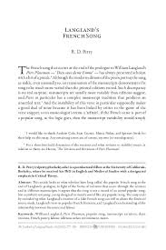 Include the title of the book and its author. Pdf Langland S French Song R D Perry Academia Edu