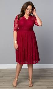 Kiyonna Swinging Symphony Dress In Scarlet Party Dresses With Sleeves Plus Size Party Dresses Plus Size Cocktail Dresses