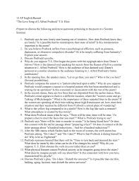 Love Song Of Prufrock Discussion Questions Doc