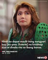 PRRD BILL, ISINUSULONG SA SENADO Naghain si Sen. Imee Marcos ng panukalang  batas para patawan ng parusa at gawing krimen ang extraordinary rendition o  pagsuko ng isang Pilipino sa foreign jurisdiction nang