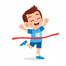 Niño feliz niño ir línea de meta ganar primera ilustración | Vector ...