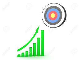 3d rendering of green growth chart with target above 3d rendering