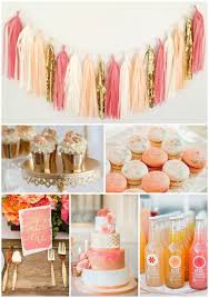 Coral And Peach Party And Wedding Inspiration Macaroons Cupcakes Wedding Cake And Izzie Blushbazaar Peach Party Decorations Peach Baby Shower Peach Party