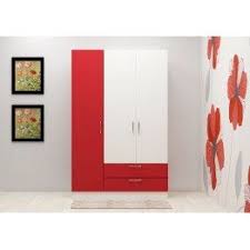 Wardrobe With Red And White Color Combination Makes The Product Look Adorning The 3 Door Wardrobe Bedroom Door Design Wardrobe Design Bedroom Cupboard Design