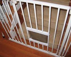 Cat Flap In A Baby Gate Baby Gate Cat Door Diy Cat Flap