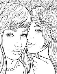 Pretty Mermaids Makeup Coloring Page Coloring Page For Adults Mermaid Coloring Pages Mermaid Coloring Book Mermaid Coloring