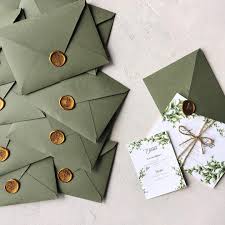 Greenery Wedding Invitation With Handmade Envelope And Wax Seal C Papira Invitatii De Nunta Per Green Wedding Invitations Diy Wedding Wedding Invitations Diy