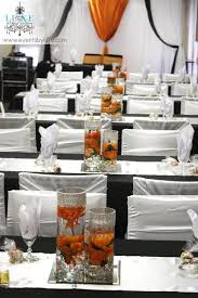 Black And White Wedding Backdrop Ideas Orange Black And White Wedding Centerpieces And Reception Decor Orange Black And White White Wedding Centerpieces White Wedding Decorations Wedding Backdrop