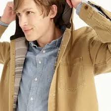 New men's M J Crew Wallace & Barnes fleece-lined hooded canvas work shirt  jacket